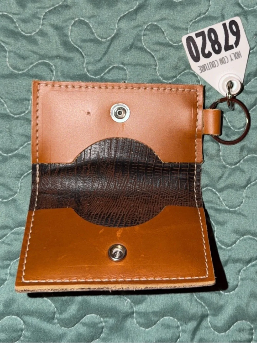 Holy Cow Couture Embossed Brown Leather Card Holder
